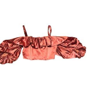 Ulla Johnson Fia Cotton-Blend Satin Crop Top in Agate NWT Size 6
